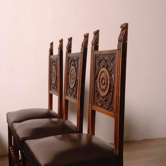 Vintage Carved Wooden Chairs, 1920s, Set of 6 For Sale - Image 12 of 18