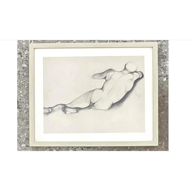 Vintage Boho 1930s Pencil Sketch of Man For Sale - Image 10 of 12