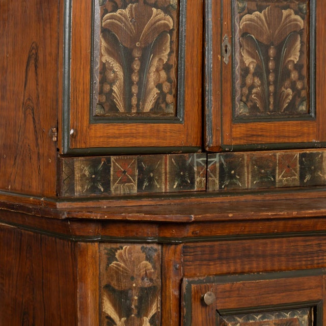 Original Hand Painted Swedish Dalarna Cabinet Cupboard Dated 1788 For Sale - Image 10 of 16