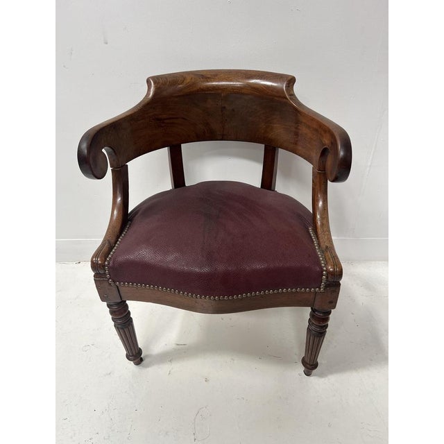 Empire Style Desk Chair in Mahogany and Veneer, 19th Century For Sale - Image 5 of 12