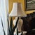 Vintage American Ivory Glazed Ceramic Table Lamp With Brass Base and Embossed Bell Shade For Sale - Image 16 of 18