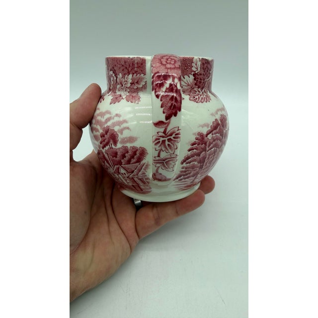 Red A Vintage Red Transferware Enoch Woods Creamer, "English Scenery", Circa 1950's For Sale - Image 8 of 12