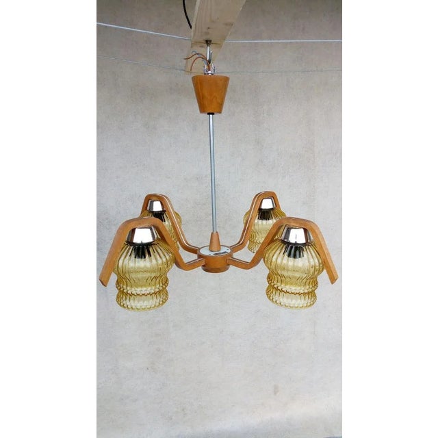 Vintage Chandelier by Drevo Humpolec for Inva Litomerice, 1970s For Sale - Image 11 of 12