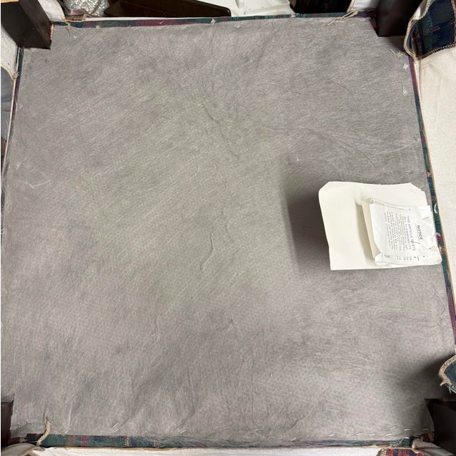 Vintage Taylor King Artisans Custom Jewel Plaid Skirted Ottoman on Brass Casters (1996) For Sale In San Diego - Image 6 of 11