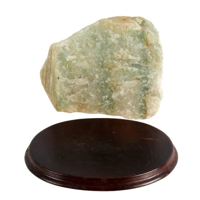 Rough Natural Fluorite Mineral Specimen on Wooden Display Base For Sale In Greensboro - Image 6 of 7