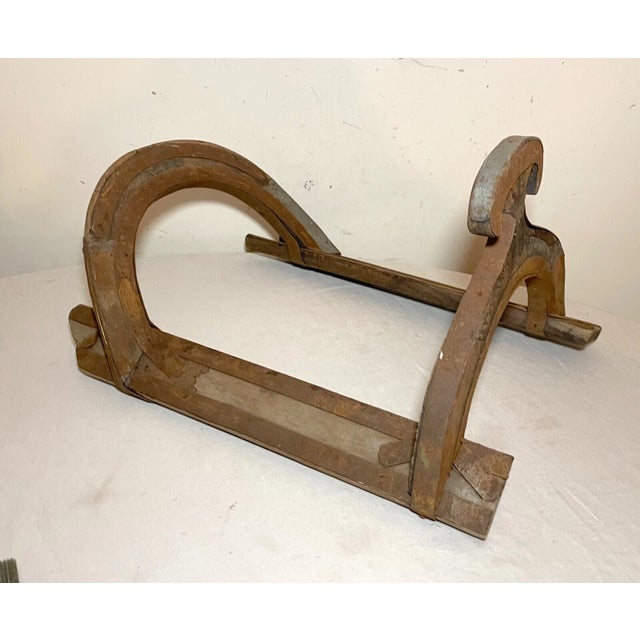1920s Antique Handmade Primitive Carved Wood Iron Child Horse Saddle Tree Frame For Sale - Image 5 of 12