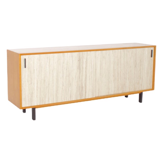 Mid-Century Maple and Cane Sideboard with Sliding Doors, Italy, 1960s For Sale