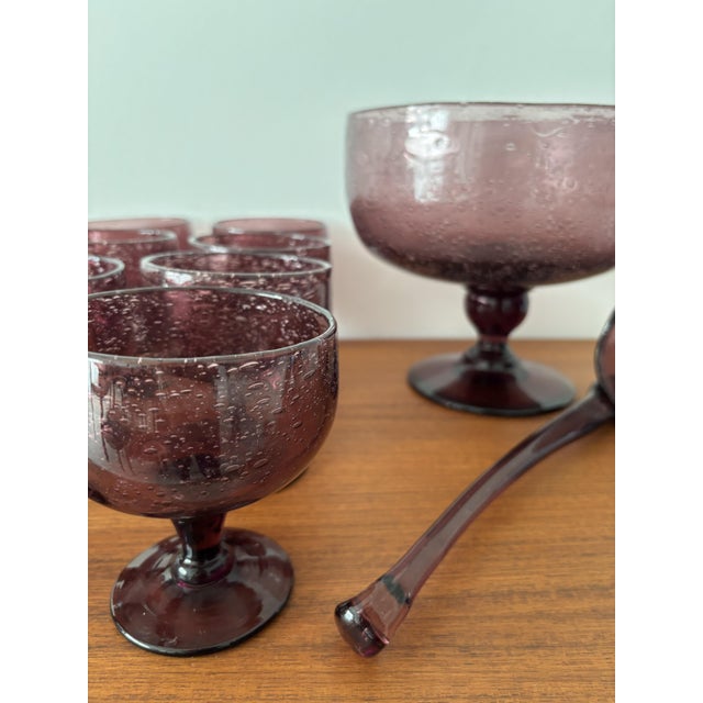Vintage Punch Set in Bubble Glass, 1970s, Set of 10 For Sale - Image 3 of 11