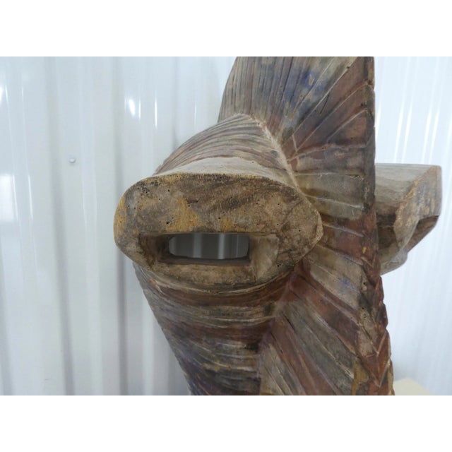 Wood African Songye Mid Century Hand Carved Wooden Tribal Mask For Sale - Image 7 of 12