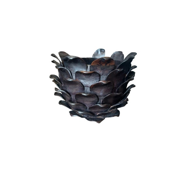 Vintage Pair of Bronze Artichoke Planters/Vases For Sale - Image 4 of 4