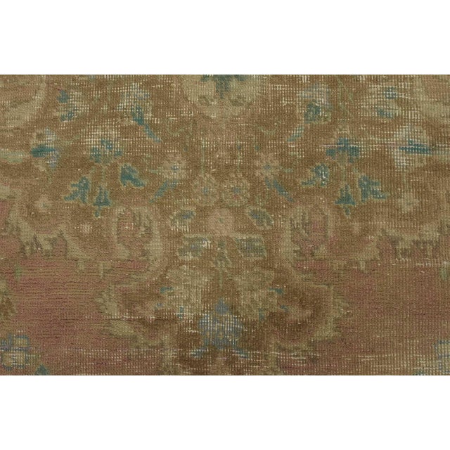 Tabriz Rug 6’2” X 9’3” Pink Wool Vintage Distressed Hand-Knotted Carpet For Sale - Image 9 of 15