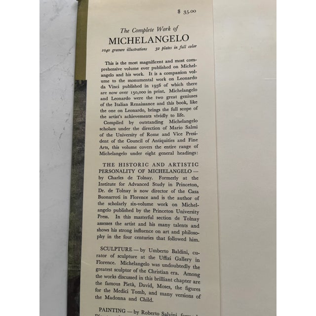 Coffee Book the Complete Works of Michelangelo by Mario Salmi For Sale In Miami - Image 6 of 7