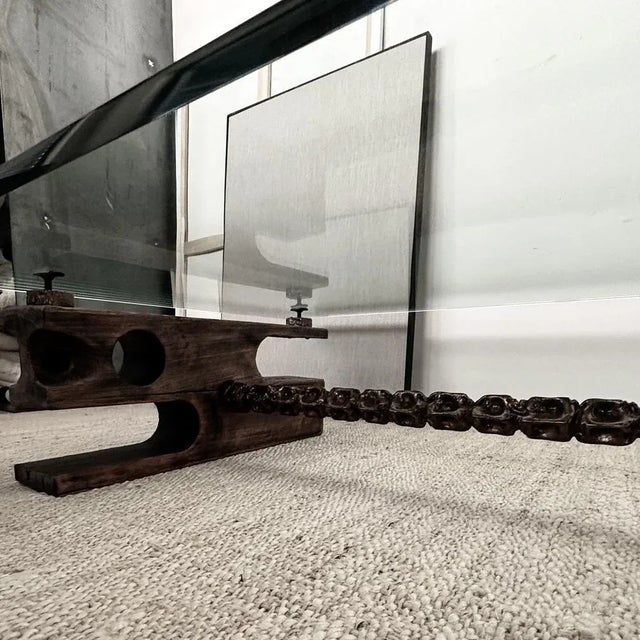 Vintage Brutalist Glass and Bronze Coffee Table For Sale - Image 5 of 10