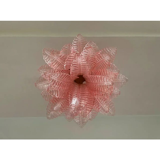 Murano Ceiling Lamp, 32 Pink Felci Glasses For Sale - Image 9 of 9