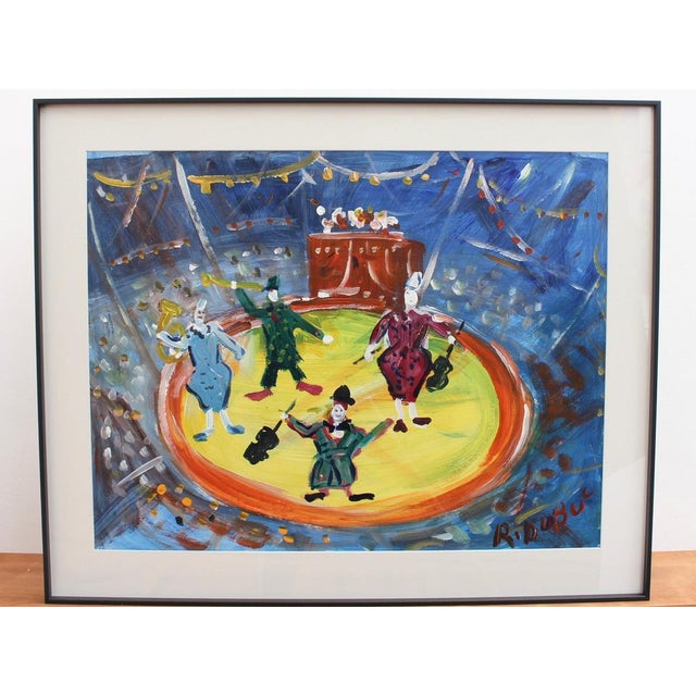 The circus', gouache on art paper, by roland dubuc (circa 1970s). Exploding in colour, this artwork presents a whimsical...