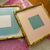 'Soft Pink/Sage Box' + 'Sage/Glow' Set of 2 Abstract Prints by Emily Keating Snyder, Framed with metallic bamboo-look...