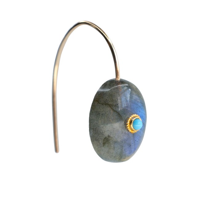 Labradorite Turquoise Drop Earrings, Pair For Sale In New York - Image 6 of 8