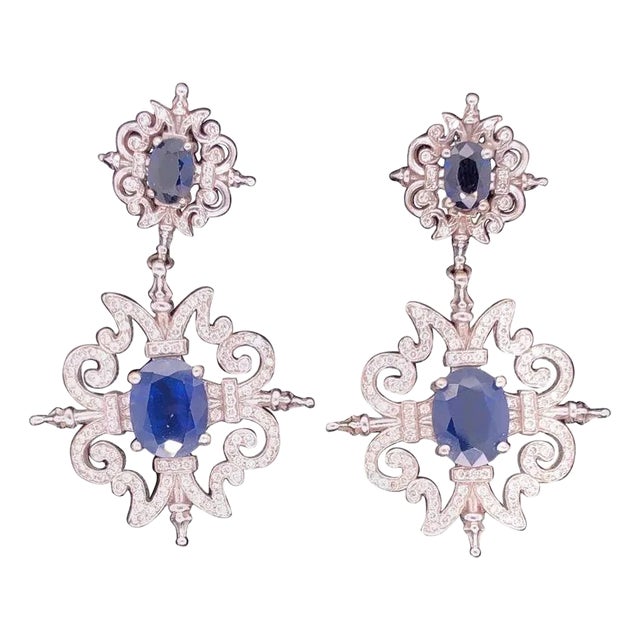 18 Karat Paul Morelli Pave Garden Gate Double Dangle Earring For Sale