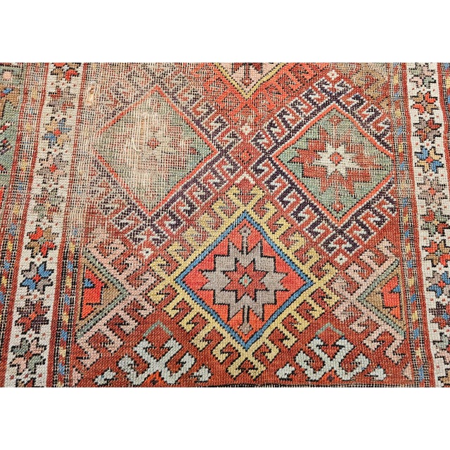 Antique Caucasian Kazak Area Rug, Handwoven Allover Design, Red & Green, 5' x 8' For Sale - Image 18 of 18