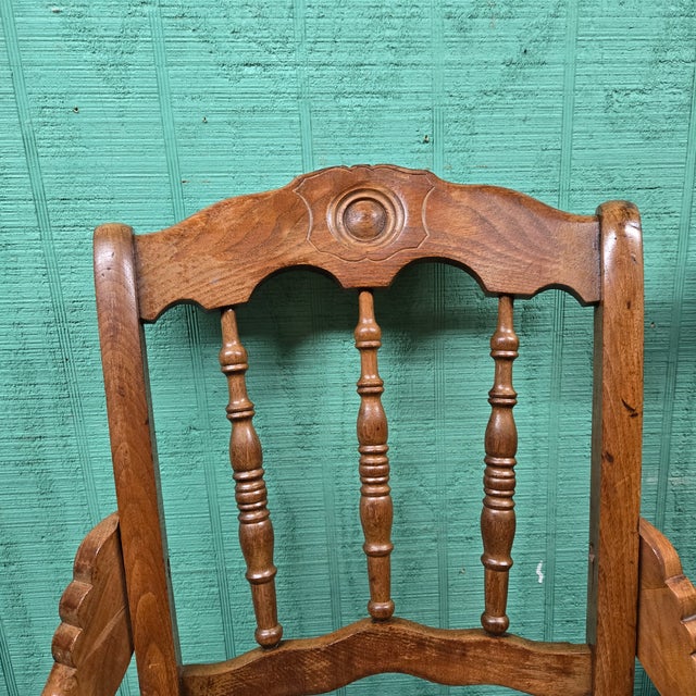 Late 20th Century Wooden Set of Two Chairs With Wicker Seats For Sale - Image 9 of 12