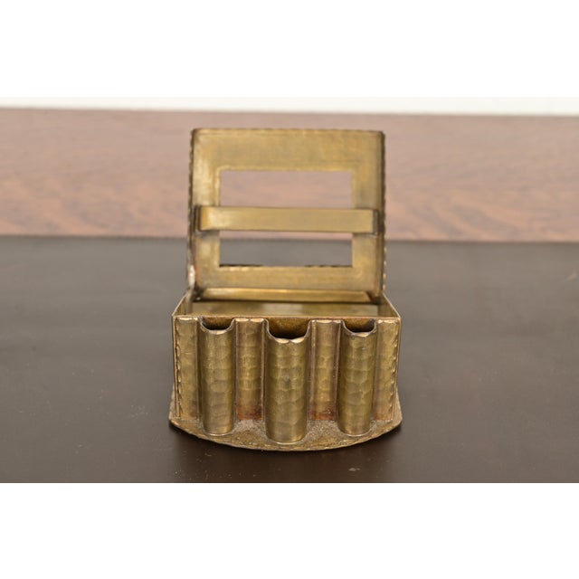 Roycroft Arts & Crafts Brass Finished Hammered Copper Perpetual Desk Calendar Frame For Sale - Image 9 of 13