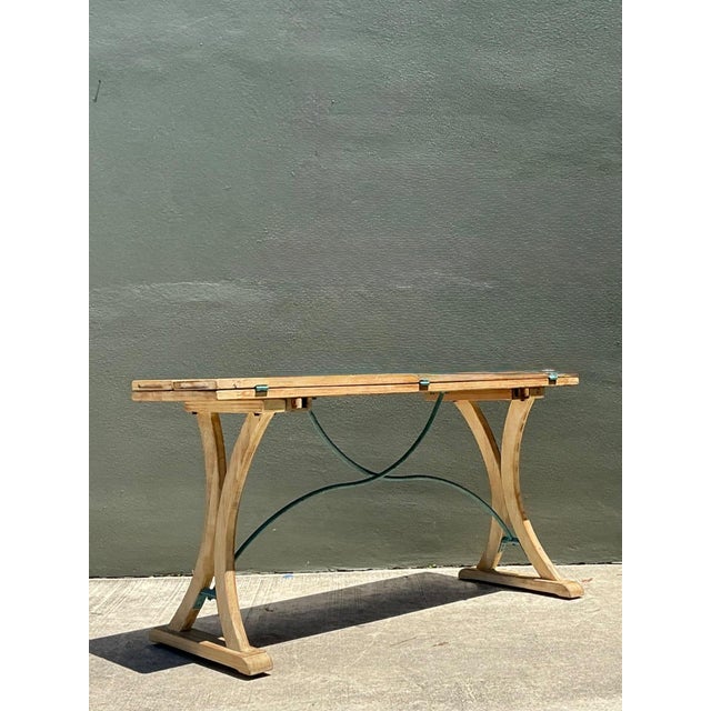 Vintage Wood and Metal Extendable Console Table For Sale - Image 13 of 18