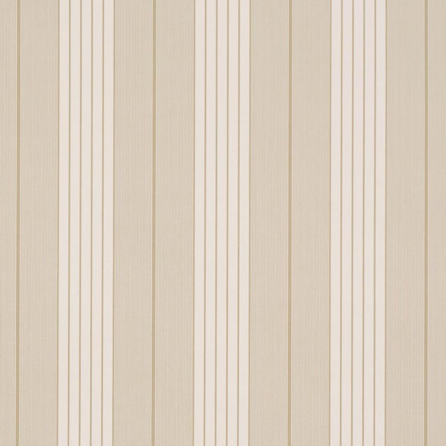 Schumacher Audrey Stripe Wallcovering In Sand For Sale In New York - Image 6 of 6