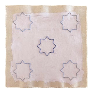 Original Painting | Lavender-Pink Abstract Painting With Star Pattern Embroidery by Emily Keating Snyder, 12 X 12 In. For Sale