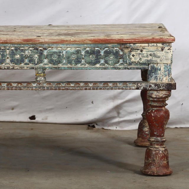 Indian Antique Indian Painted Teakwood Low Table, C. 1880-1900 For Sale - Image 3 of 7