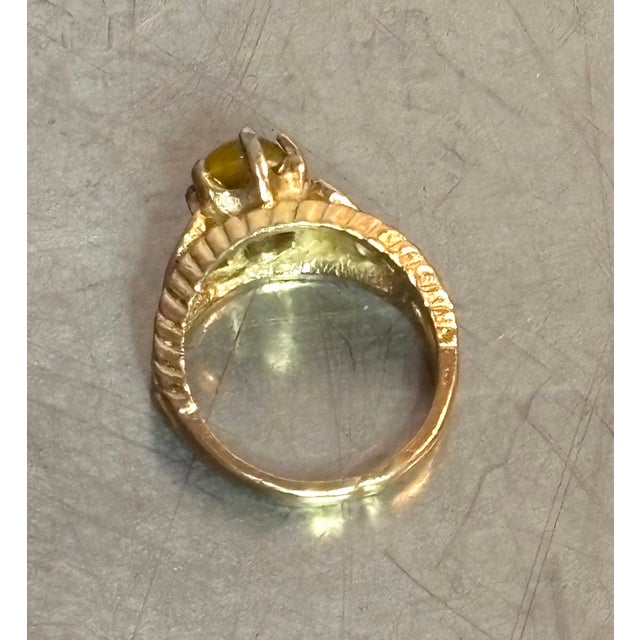 1930s-40s Tiger's Eye / 14k Gold Plated Cocktail Ring For Sale - Image 4 of 5