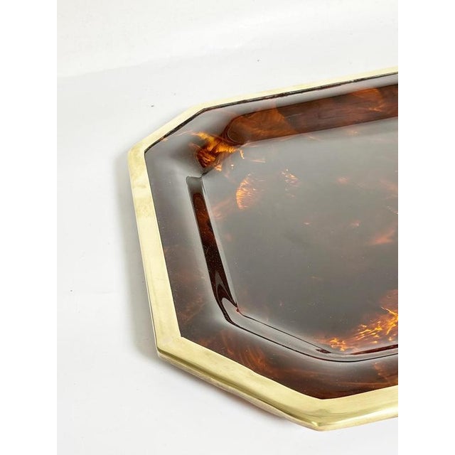 Brass and Faux Tortoiseshell Effect Tray, France, 1970s For Sale - Image 13 of 15