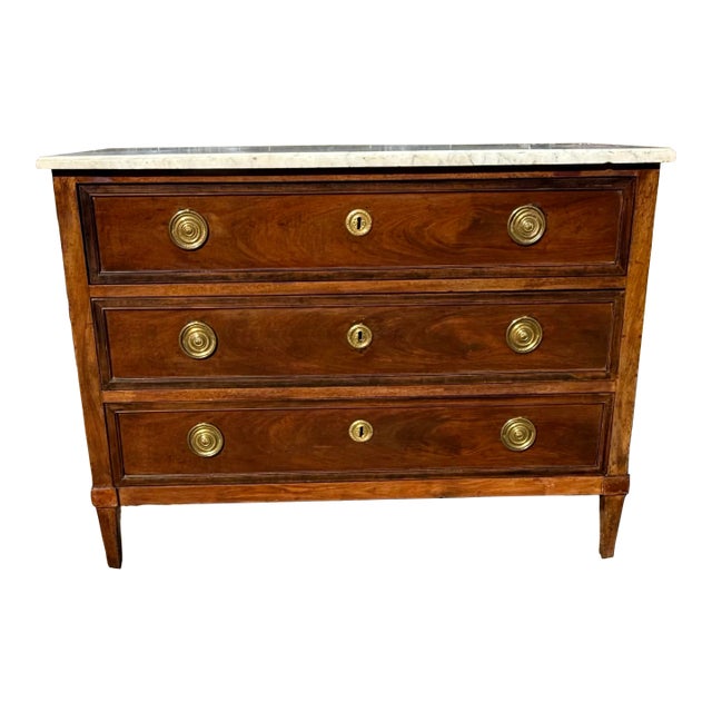 18th Century Louis XVI Carrara Marble Top Chest of Drawer / Commodes For Sale