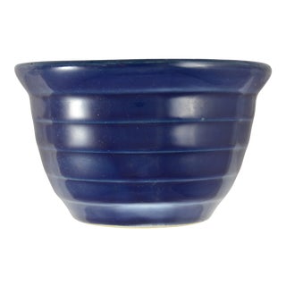 Blue Ribed Pottery Cachepot For Sale