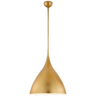 AERIN for Visual Comfort Signature Agnes Medium Pendant in Gild with White Interior For Sale