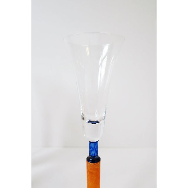 1990s Orange Art Glass Champagne Flute Glasses, Set of 4 For Sale - Image 11 of 13