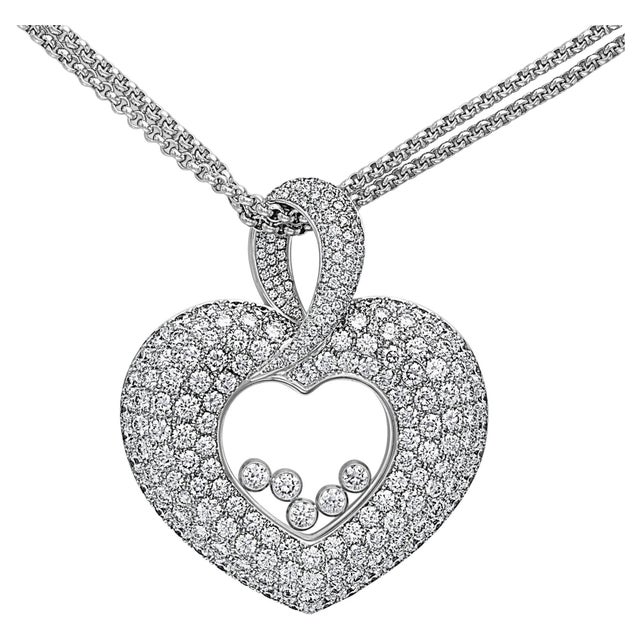 Metal Chopard Happy Diamonds Icons Heart Pendant Necklace 18kwg 0.34 Ct, +Certificate For Sale - Image 7 of 8