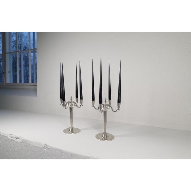Art Deco Sculptural Candleholders in Pewter, Sweden, 1940s, Set of 2 For Sale - Image 6 of 16