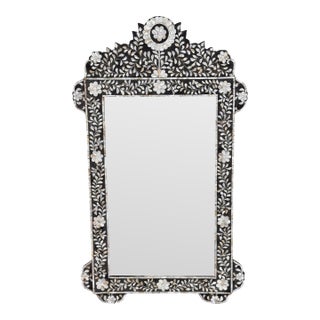 Moroccan Style Mother-of-Pearl Inlaid Floral Wall Mirror For Sale