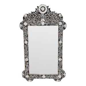 Moroccan Style Mother-of-Pearl Inlaid Floral Wall Mirror