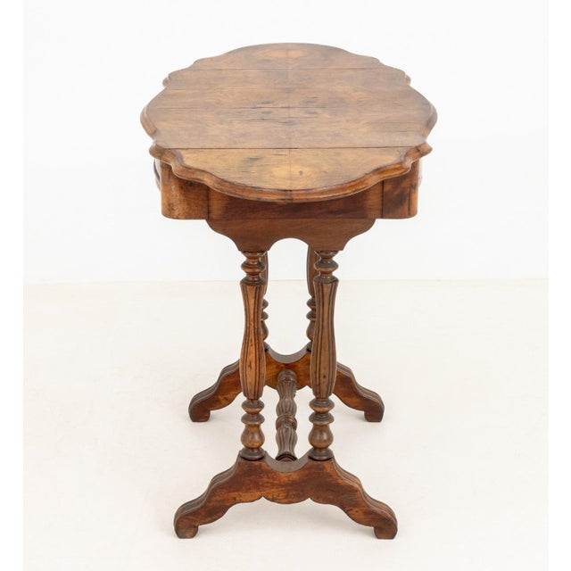 Wood Antique Victorian Burl Walnut Pembroke Table, 19th Century For Sale - Image 7 of 9