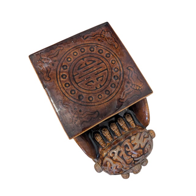 Vintage Brown Ceramic Elephant Plant Stand, Hollywood Regency, Chinoiserie For Sale In Reno/Lake Tahoe - Image 6 of 10