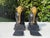 Sculpture Materials Vintage Neoclassical Greek Corinthian Helmet Bookends in Black & Gilt Finish, a Pair For Sale - Image 7 of 10