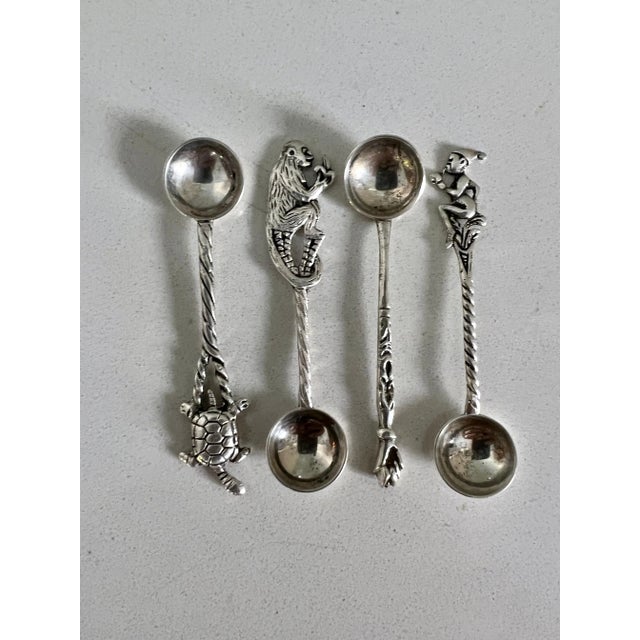 Four Sterling Silver Sugar or Salt Spoons For Sale - Image 4 of 10