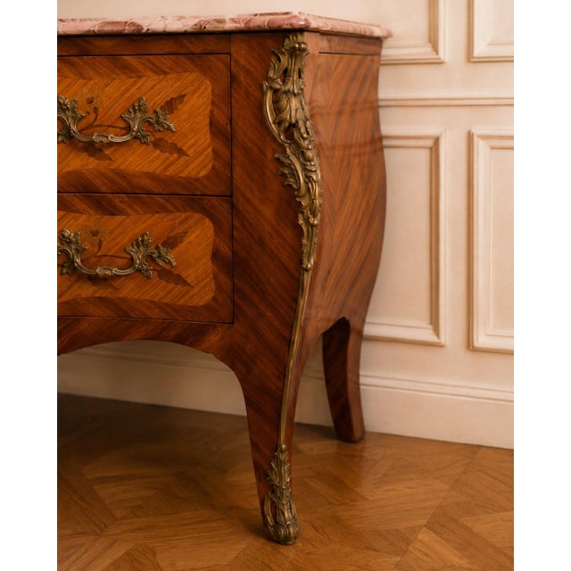 1900s French Louis XVI Fruitwood Marble Commode For Sale - Image 4 of 17