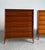 Mid Century Modern Lane Rhythm series Tallboy Dresser in Walnut. 5 drawer Tallboy dresser with integrated sculpted wood...