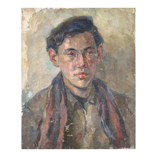Vintage Male Portrait Oil Painting, Ukrainian Art, 1970s 43-34 For Sale