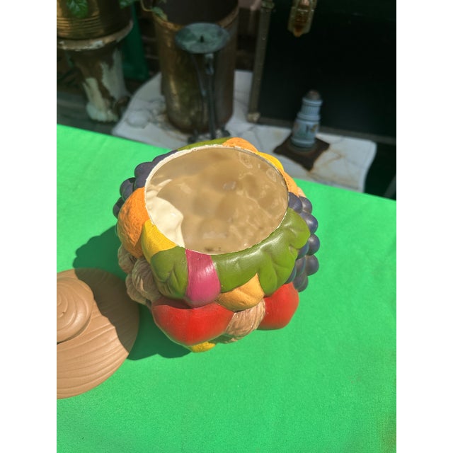Mid-Century Modern Vintage Ceramic Hand Painted Fruit Style Cookie Jar For Sale - Image 3 of 7