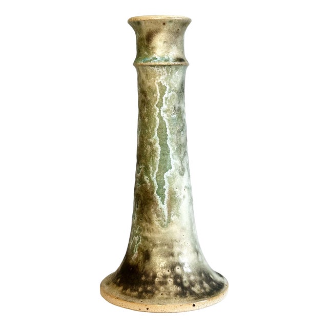Studio Ceramic Candlestick with Organic Glaze, Denmark, 1970s For Sale