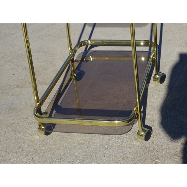 Rolling Serving Cart in Gilded Metal and Glass, 1980s For Sale - Image 14 of 18