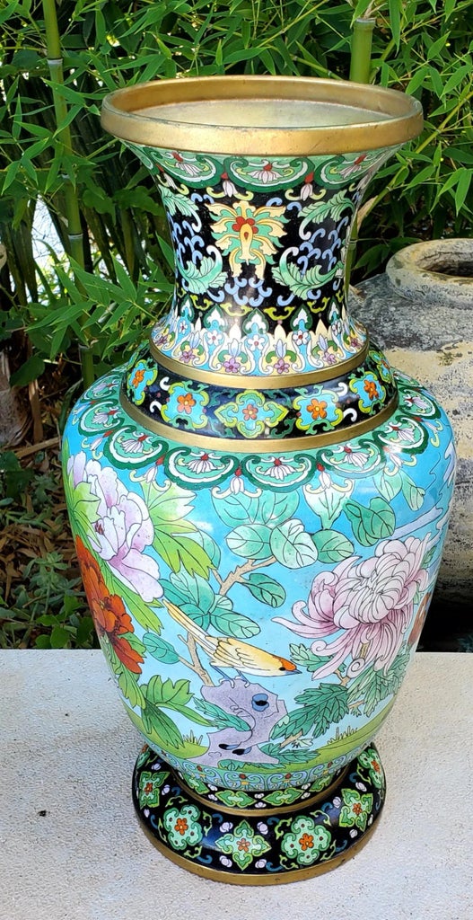 Antique Large 19th Century Large Chinese Cloisonne Vase